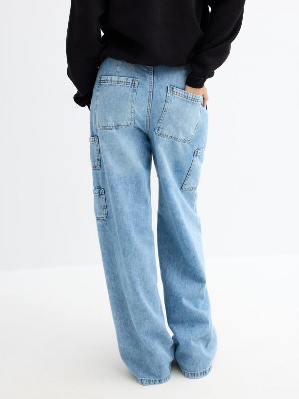 In Side Jeans Wide Leg Carpenter Azul