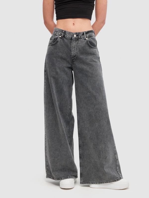 In Side Jeans Wide Leg Gris