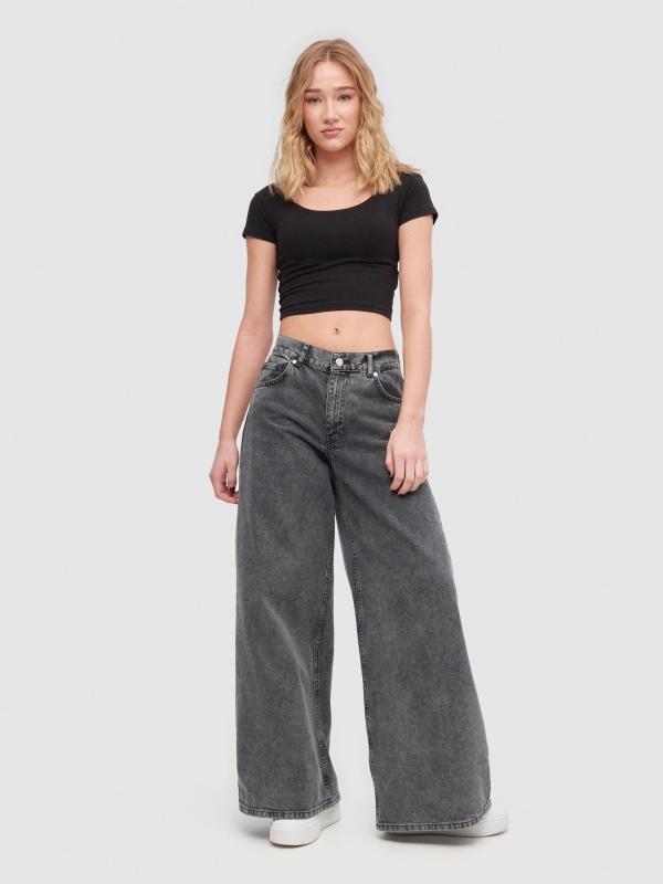 In side Jeans wide leg gris