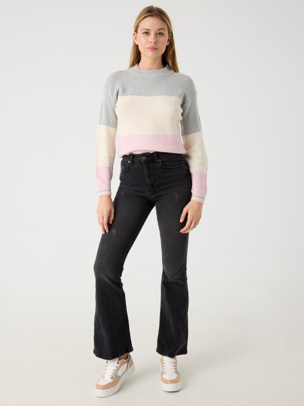 In Side Jersey Colorblock Cuello Redondo