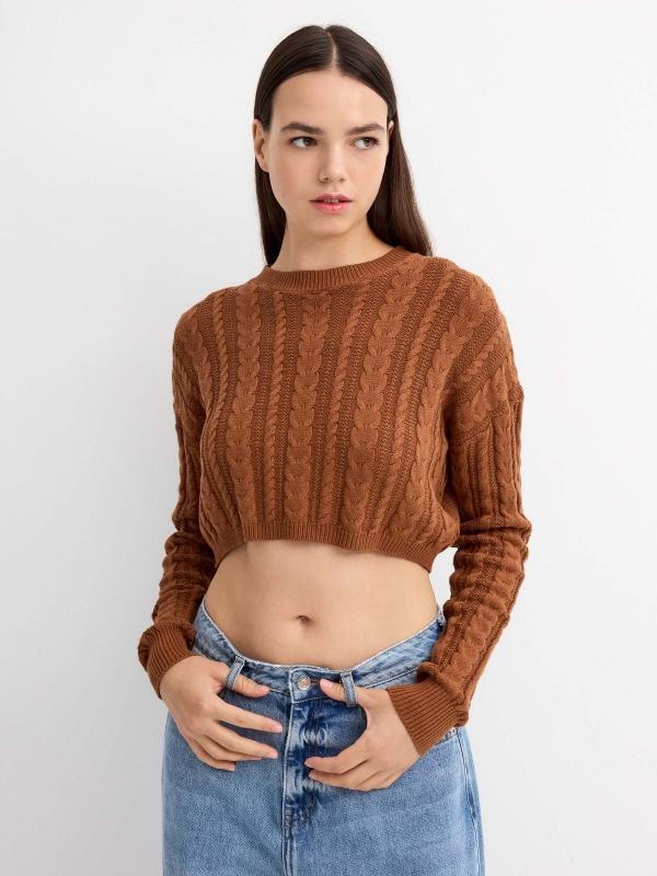 In side Jersey crop de punto de ochos