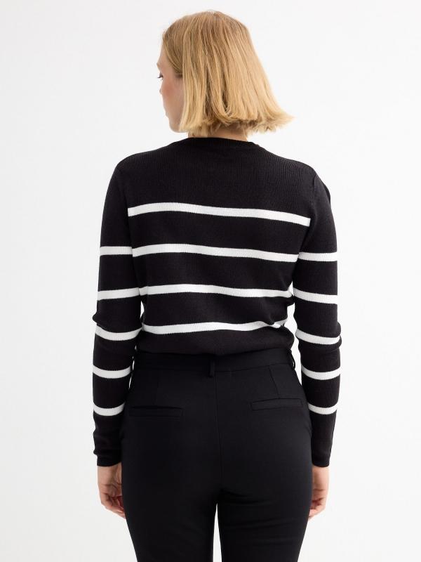 In Side Jersey Crop Rayas Blanco Y Negro