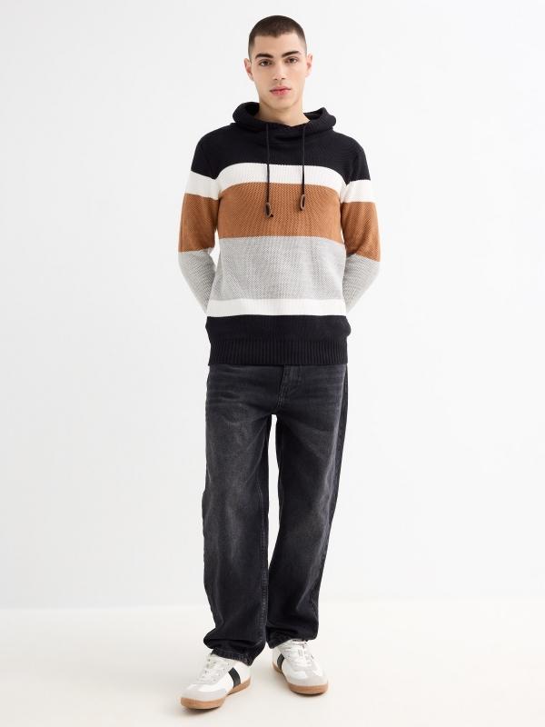 In Side Jersey Cuello Chimenea Bloques De Color