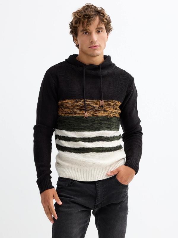 In side Jersey cuello chimenea rayas jaspeado