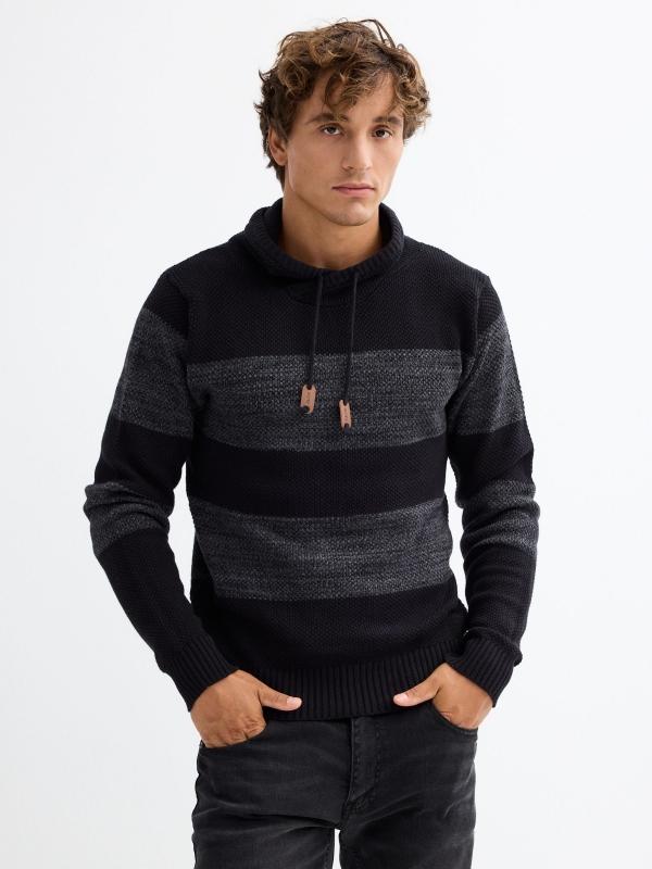 In side Jersey cuello chimenea rayas negro