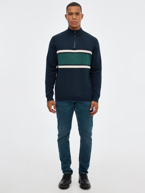 In Side Jersey Cuello De Cremallera