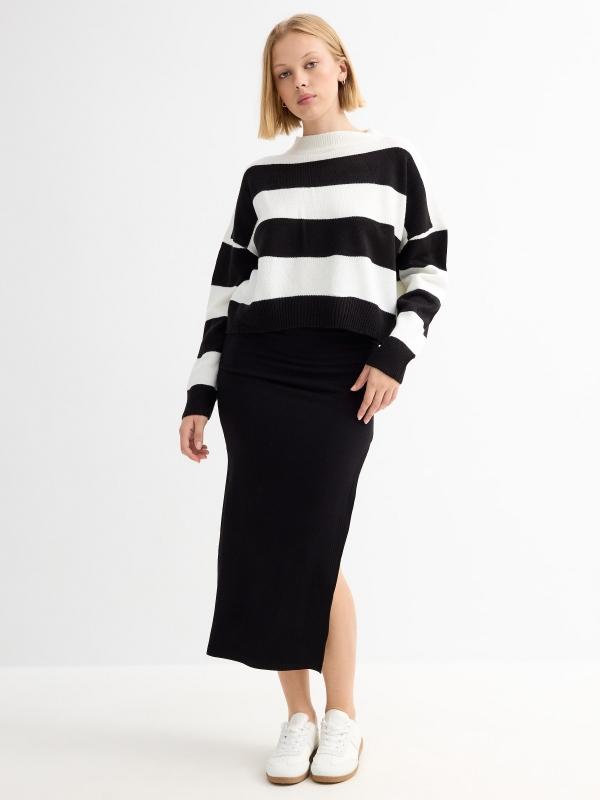 In Side Jersey Cuello Redondo Rayas