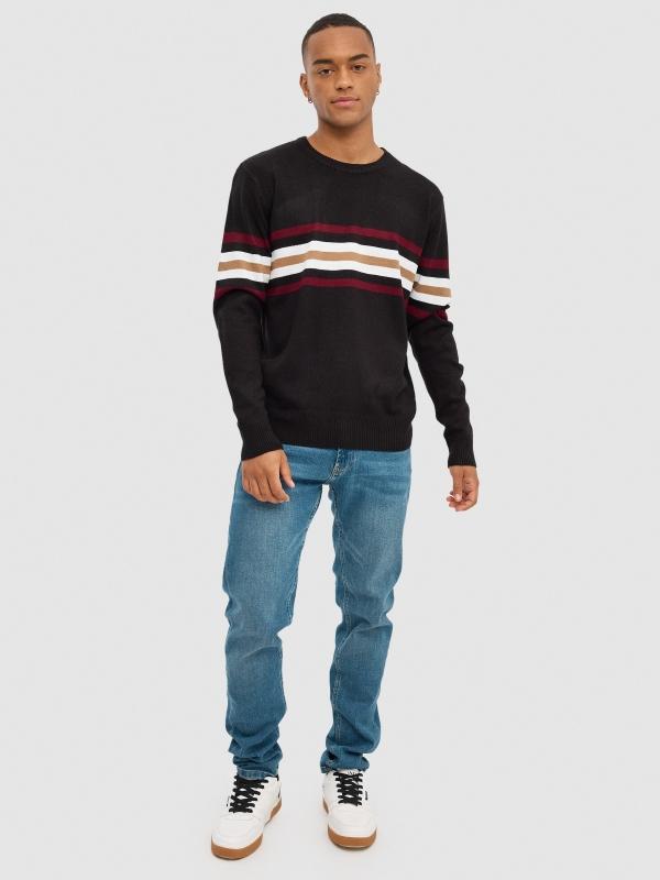 In Side Jersey De Punto Con Rayas