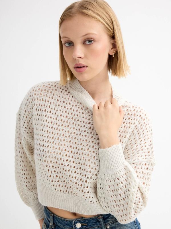 In Side Jersey Punto Calado Gris