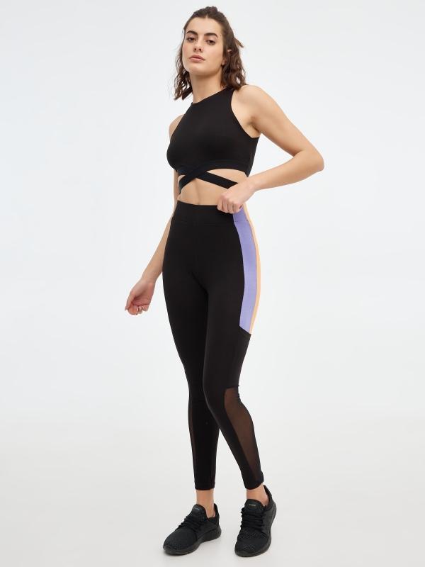 In side Legging color block lila
