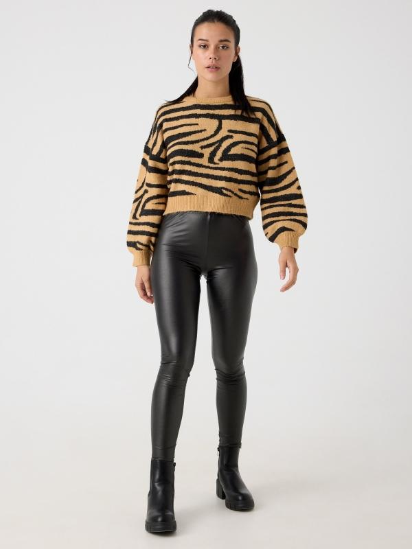 In Side Legging Efecto Piel Negros