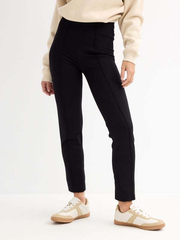 In Side Legging Punto Con Abertura Negro