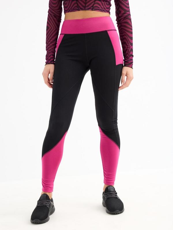 In Side Leggings Negro Color Block