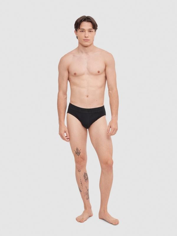 In Side Pack 4 Slips Negros Liso