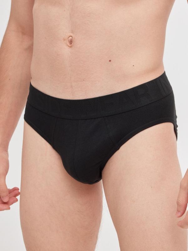 In Side Pack 4 Slips Negros Liso