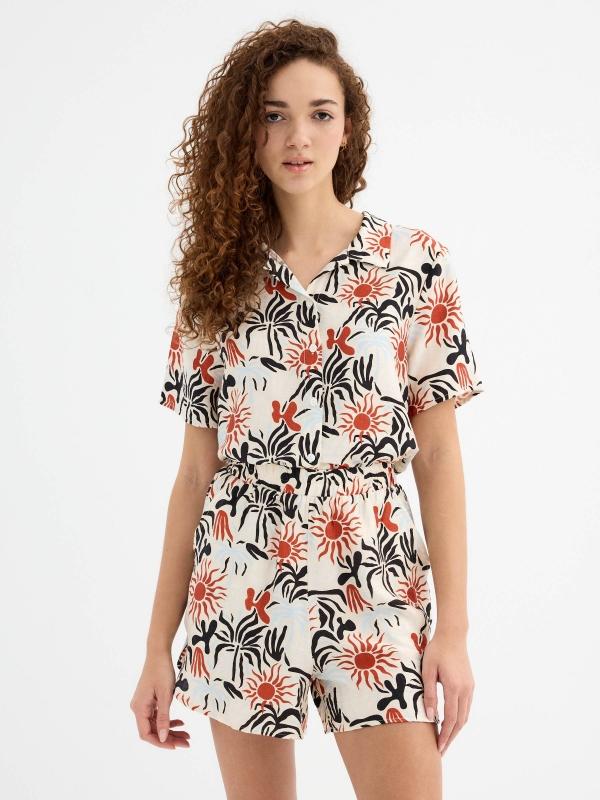 In Side Pantalón Corto Fluido Estampado