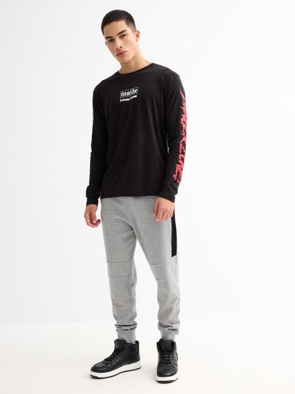 In side Pantalón jogger gris melange