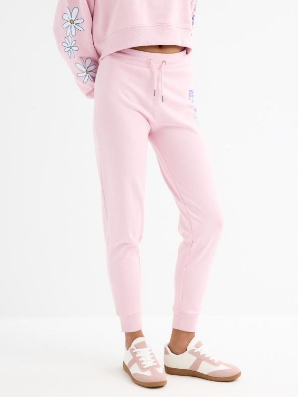 In Side Pantalón Jogger Rosa Estampado