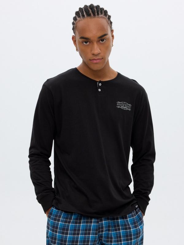 In Side Pijama Azul Marino Pantalón De Cuadros