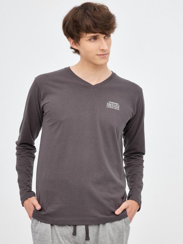 In Side Pijama Básico Gris Oscuro