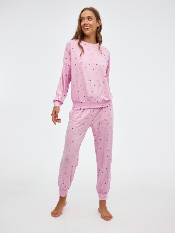 In side Pijama terciopelo estrellas