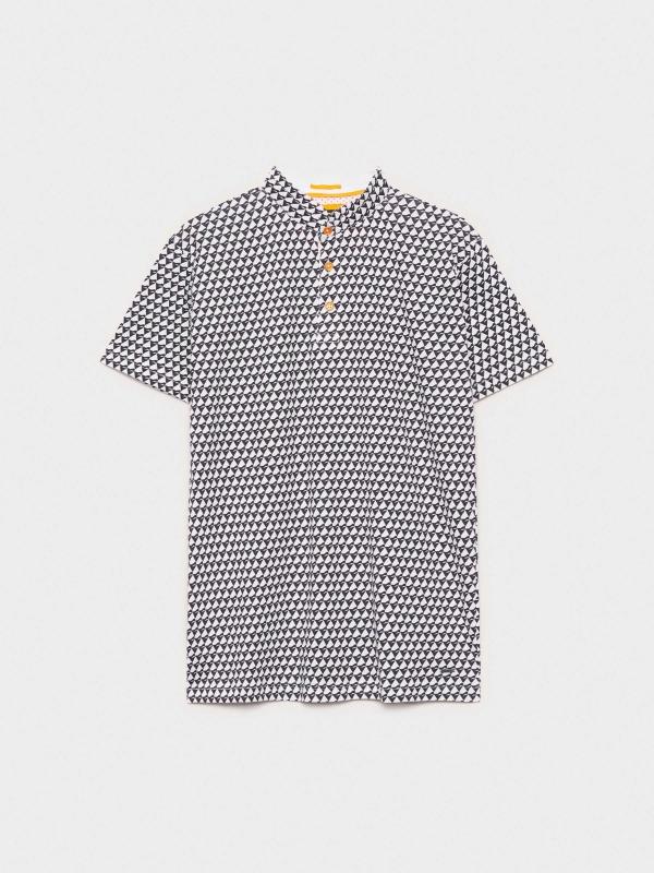 In Side Polo Azul Estampado Geometrico