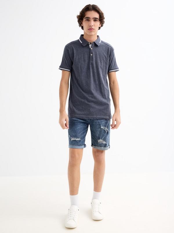 In Side Polo Casual Gris Oscuro