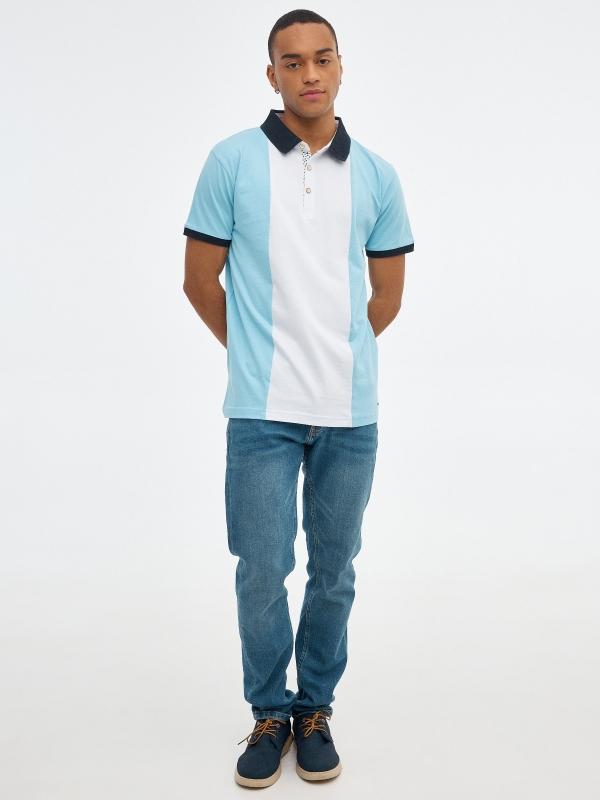 In Side Polo Color Block Azul