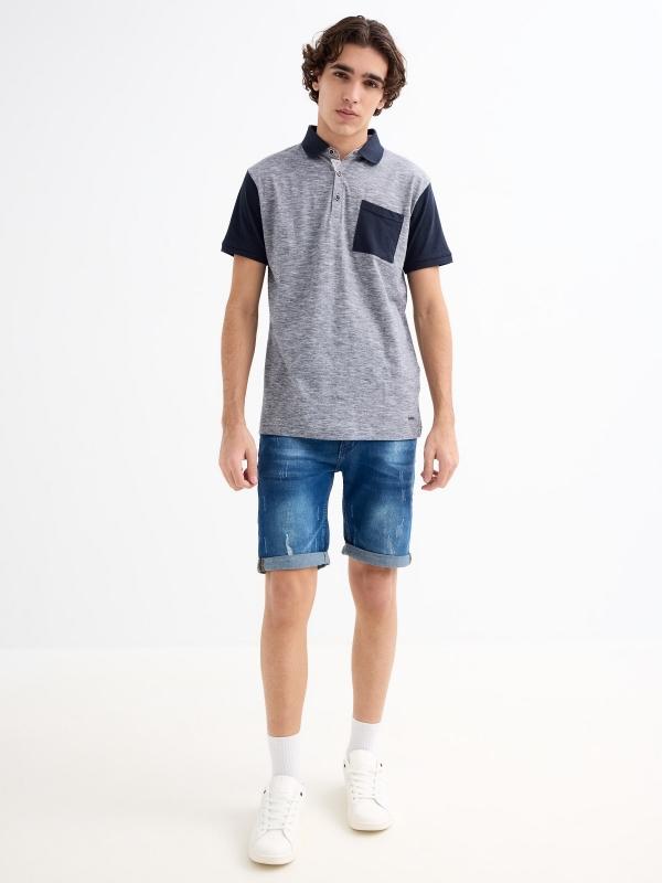 In Side Polo Con Bolsillo Contraste