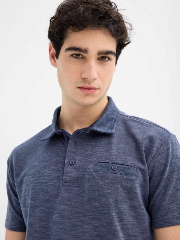 In Side Polo Manga Corta Bolsillo Botón