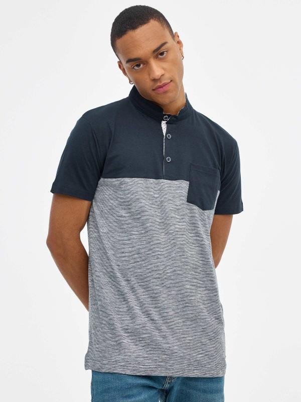 In side Polo mao azul marino