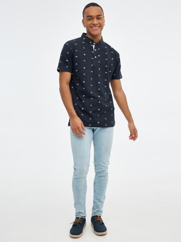 In Side Polo Miniprint Marinero