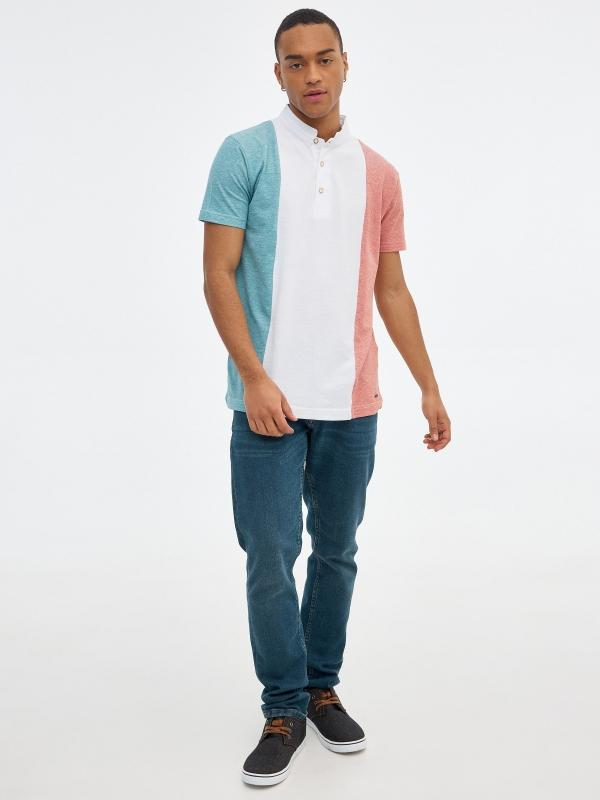 In Side Polo Piqué Color Block