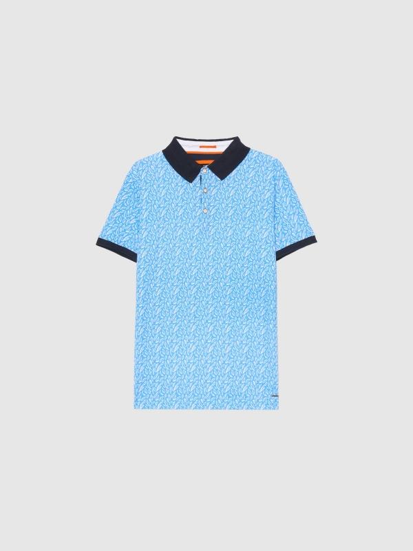 In side Polo print hojas azul