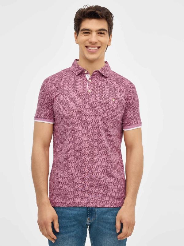 In side Polo rojo print geometrico