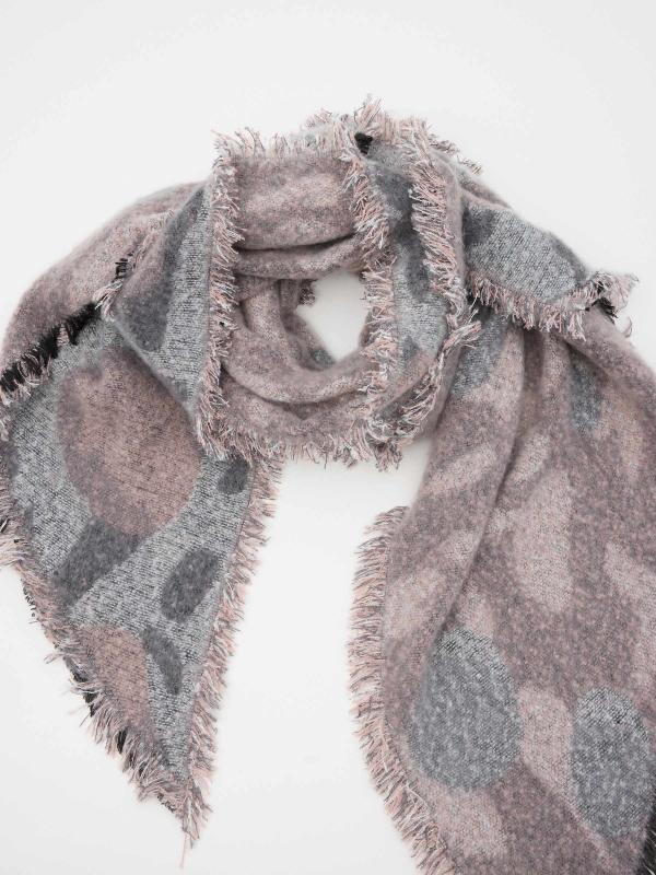 In Side Poncho Gris Con Manchas