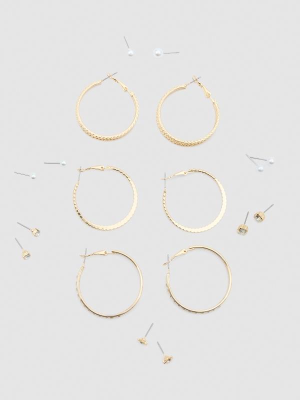 In side Set pendientes dorados pack 9