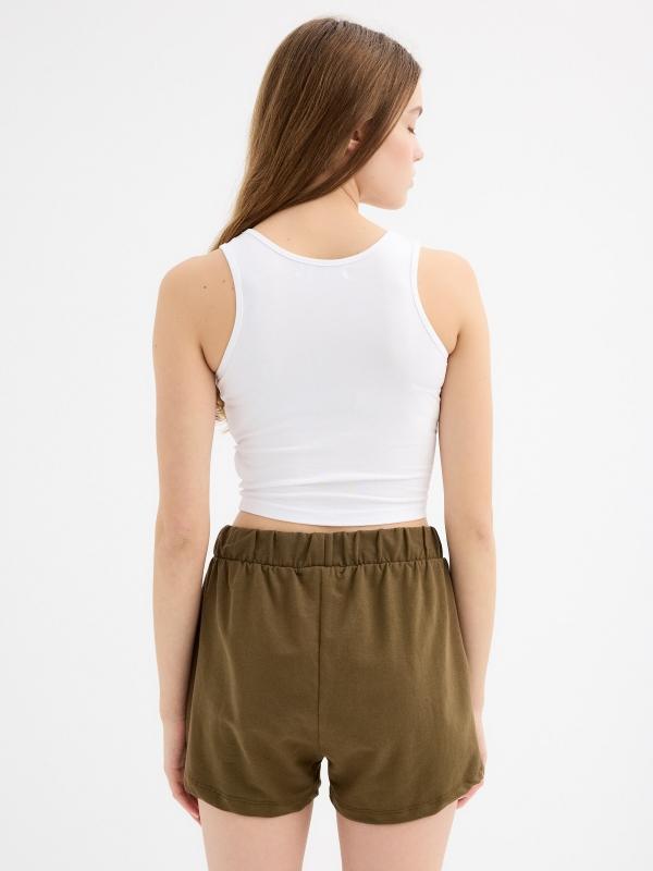 In Side Short Cintura Elástica Bolsillos