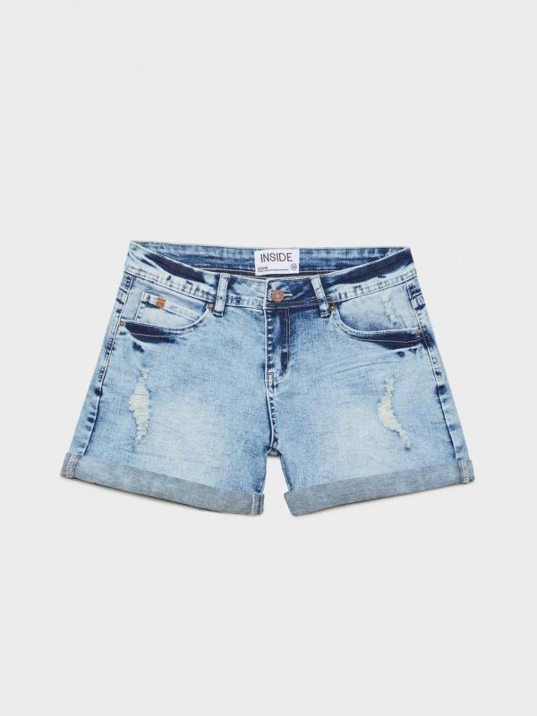 In Side Short Denim Azul Desgastado