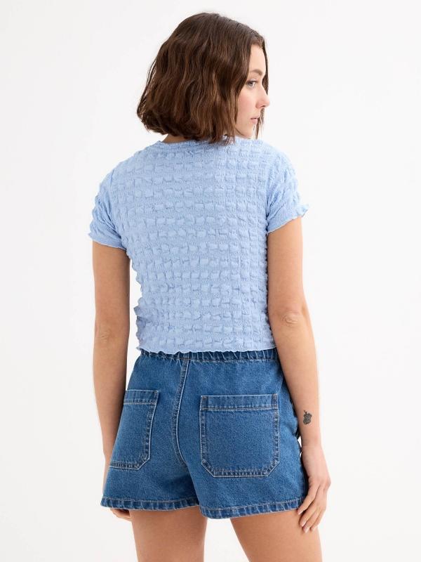 In Side Short Denim Baggy Cintura Elástica