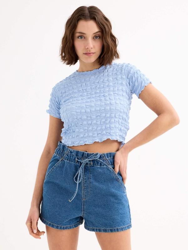 In side Short denim baggy cintura elástica