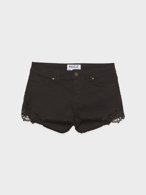 In Side Short Denim Detalles Crochet