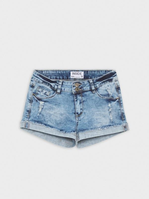 In Side Short Denim Efecto Lavado Rotos