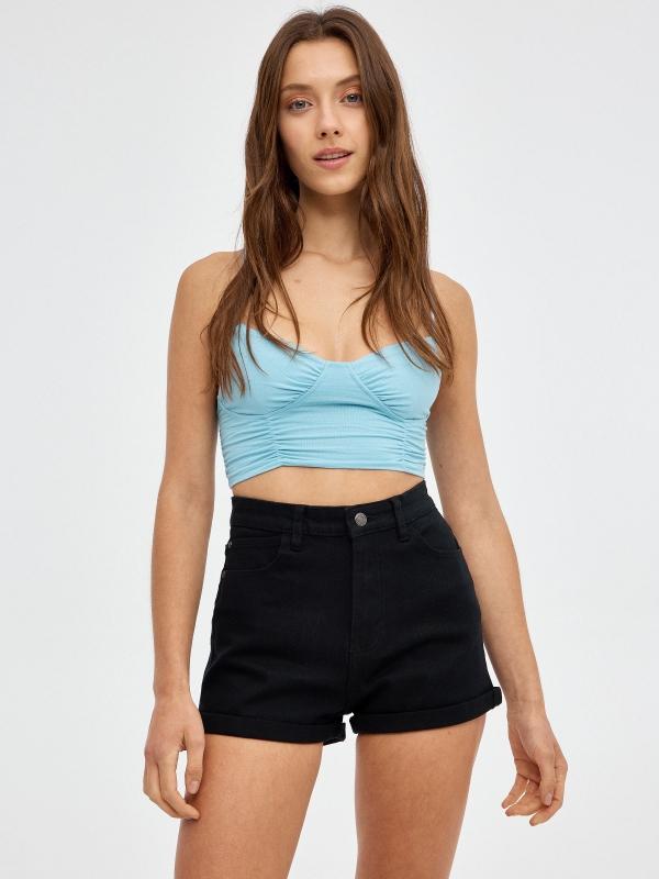In side Short denim mom de color