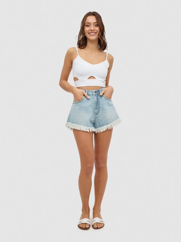 In Side Shorts Denim Bajo Desflecado