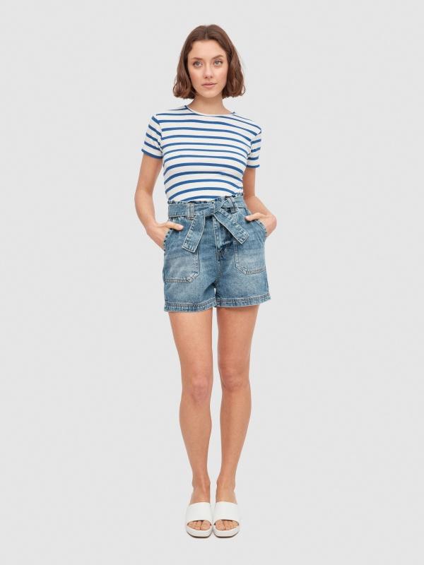 In Side Shorts Denim Con Lazo
