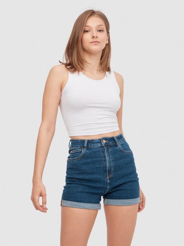 In side Shorts mom slim denim
