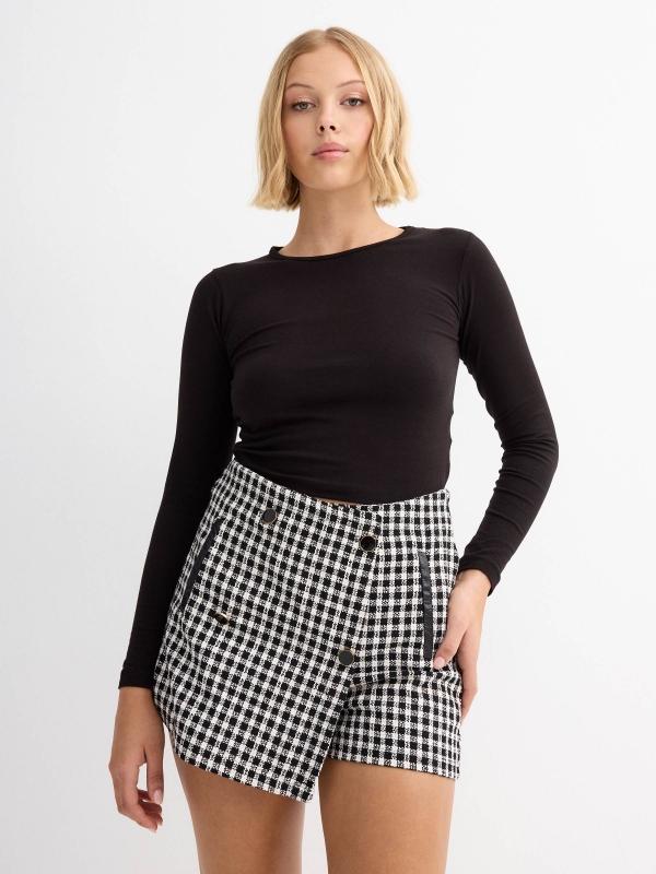 In Side Skort Abotonada Tweed