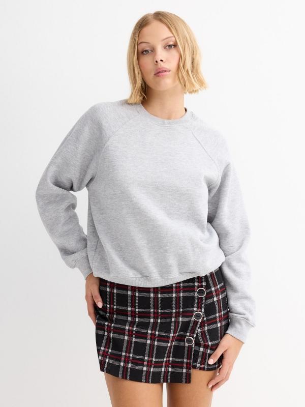 In side Skort de cuadros rojos con botones