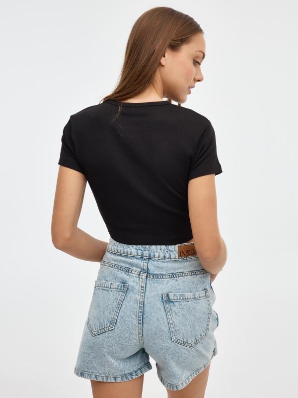 In Side Skort Denim Con Botones